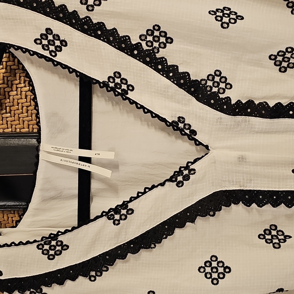 Anthropologie Black and White Long Sleeve Sundress - Picture 3 of 7